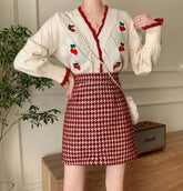 Minifalda de tweed con pata de gallo